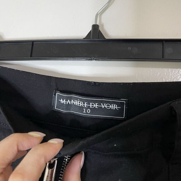 Maniere de Voir black cargo zippered tapered goth punk pants size UK 10 US 8 - Picture 4 of 7